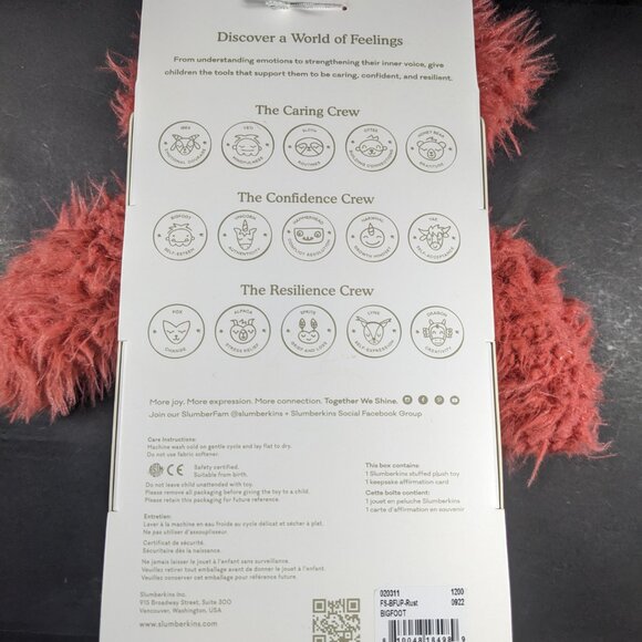 Slumberkins Thinking of You 16" Rust Bigfoot Stuffed Plush - Picture 2 of 3